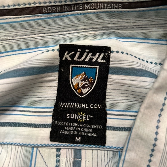 Kuhl Men’s Size M Blue Striped Short Sleeve Button Down Shirt - Picture 3 of 3